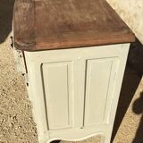 Louis XV style chest of drawers, patinated and waxed, natural wood top