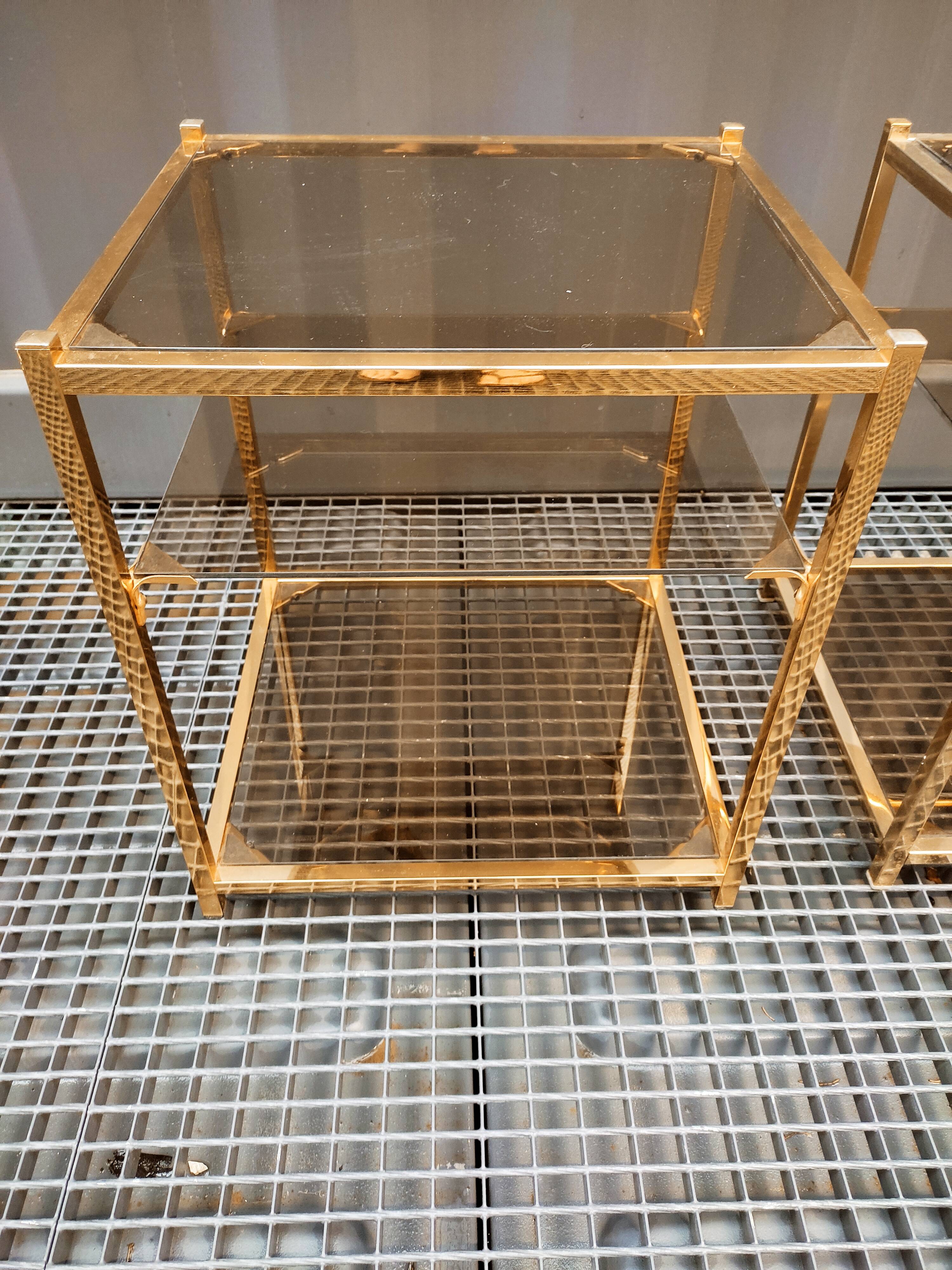 Sofa ends.in gilded metal and glass