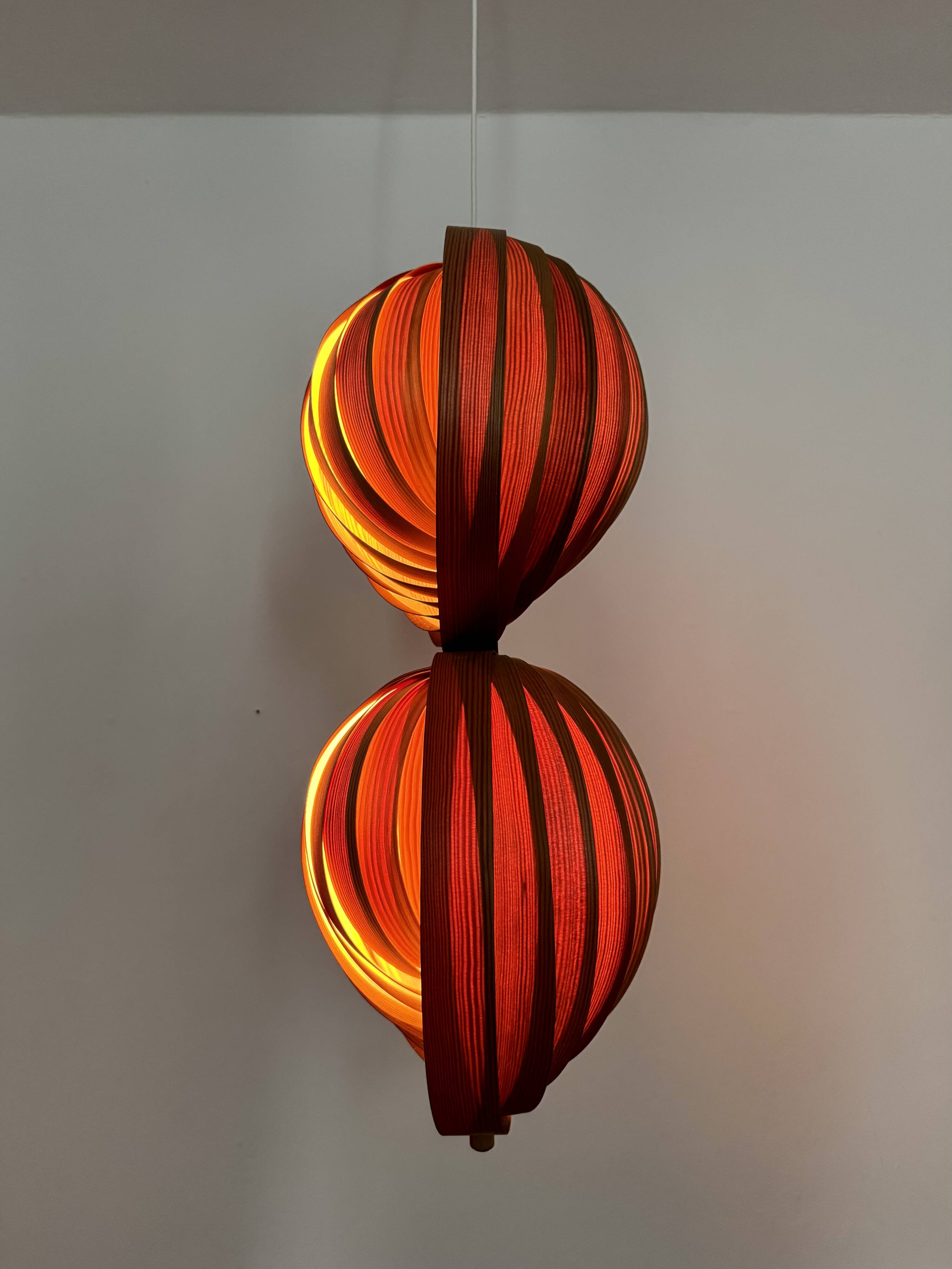 Wooden  Double Moon Pendant Lamp