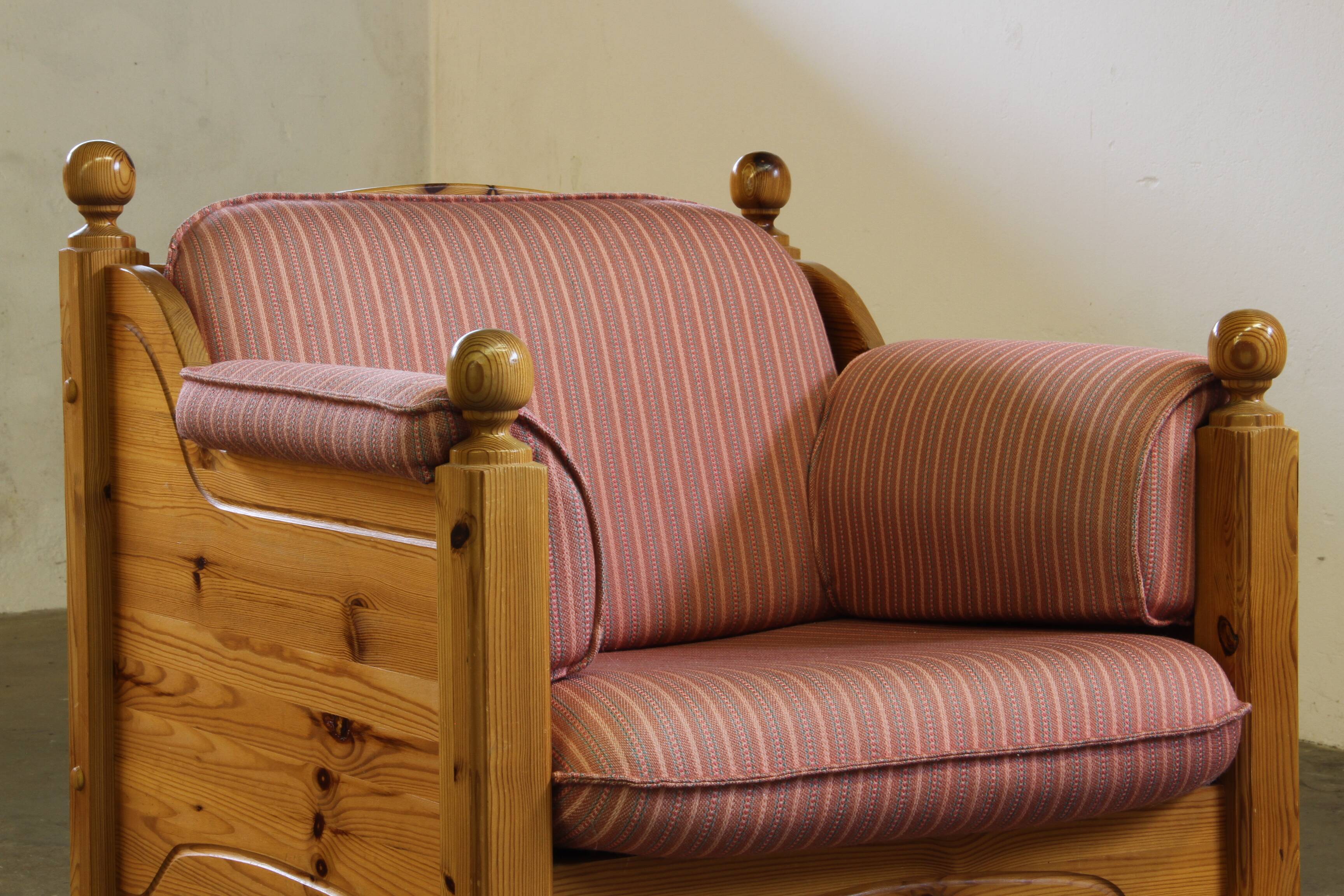 Vintage mid-century Danish pine lounge chair, 1970s