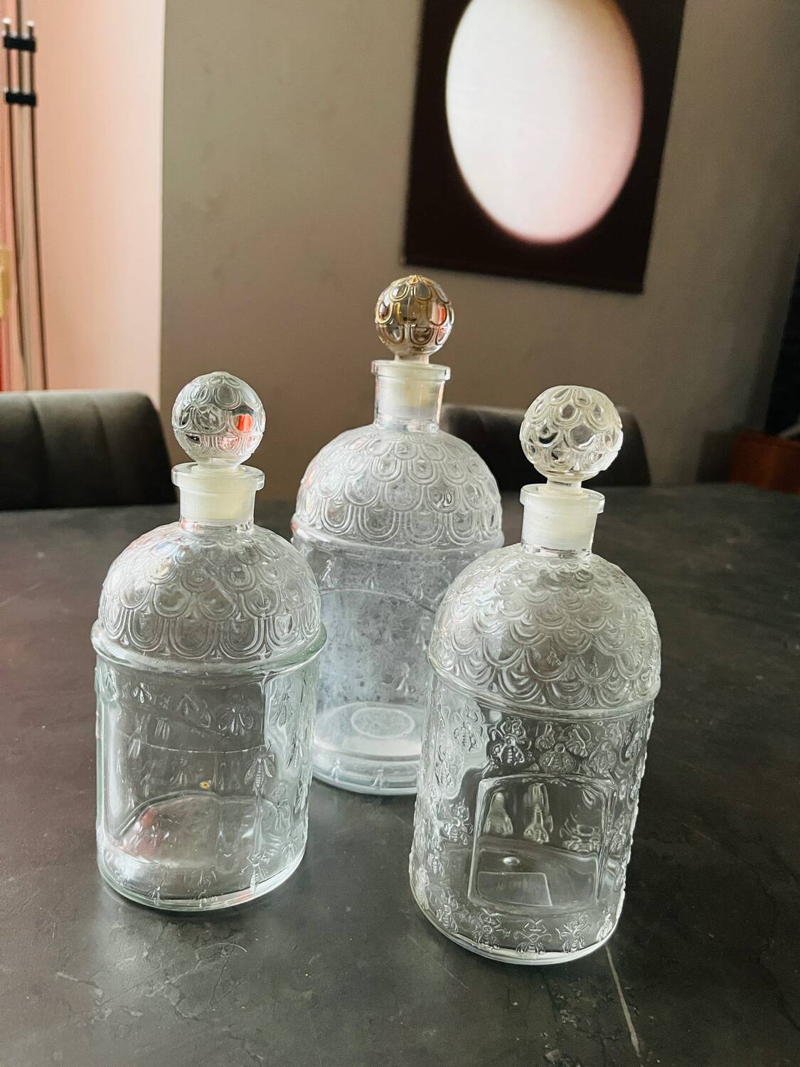 Lot of 3 old Guerlain perfume bottles with bees