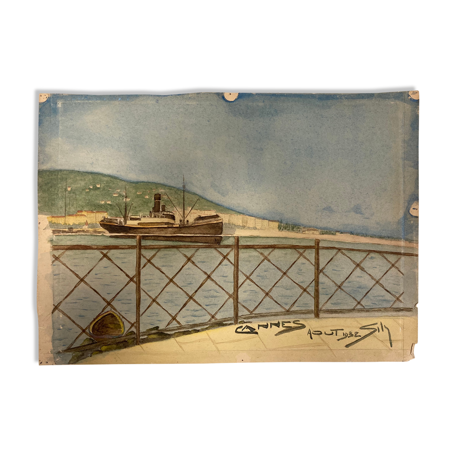 Vintage marine watercolor