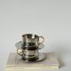 Duo of double-walled stainless steel espresso cups Made in Italy, Design 1970