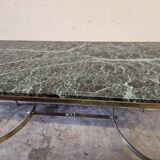 Brass coffee table with Alpine green veined marble top - 1960