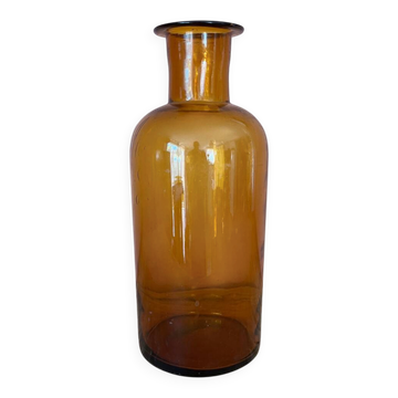 Flacon vase en verre ambré