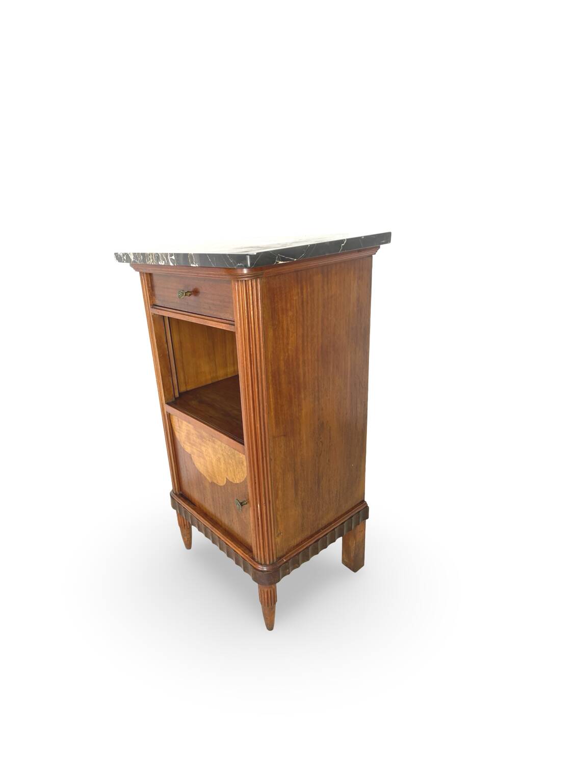 Tables de chevet italiennes en placage d'acajou avec de splendides