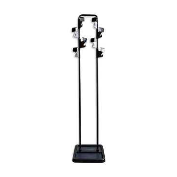 8-hook coat rack in metal and black plastic by Jean-Pierre Vitrac for Manade, 1970s