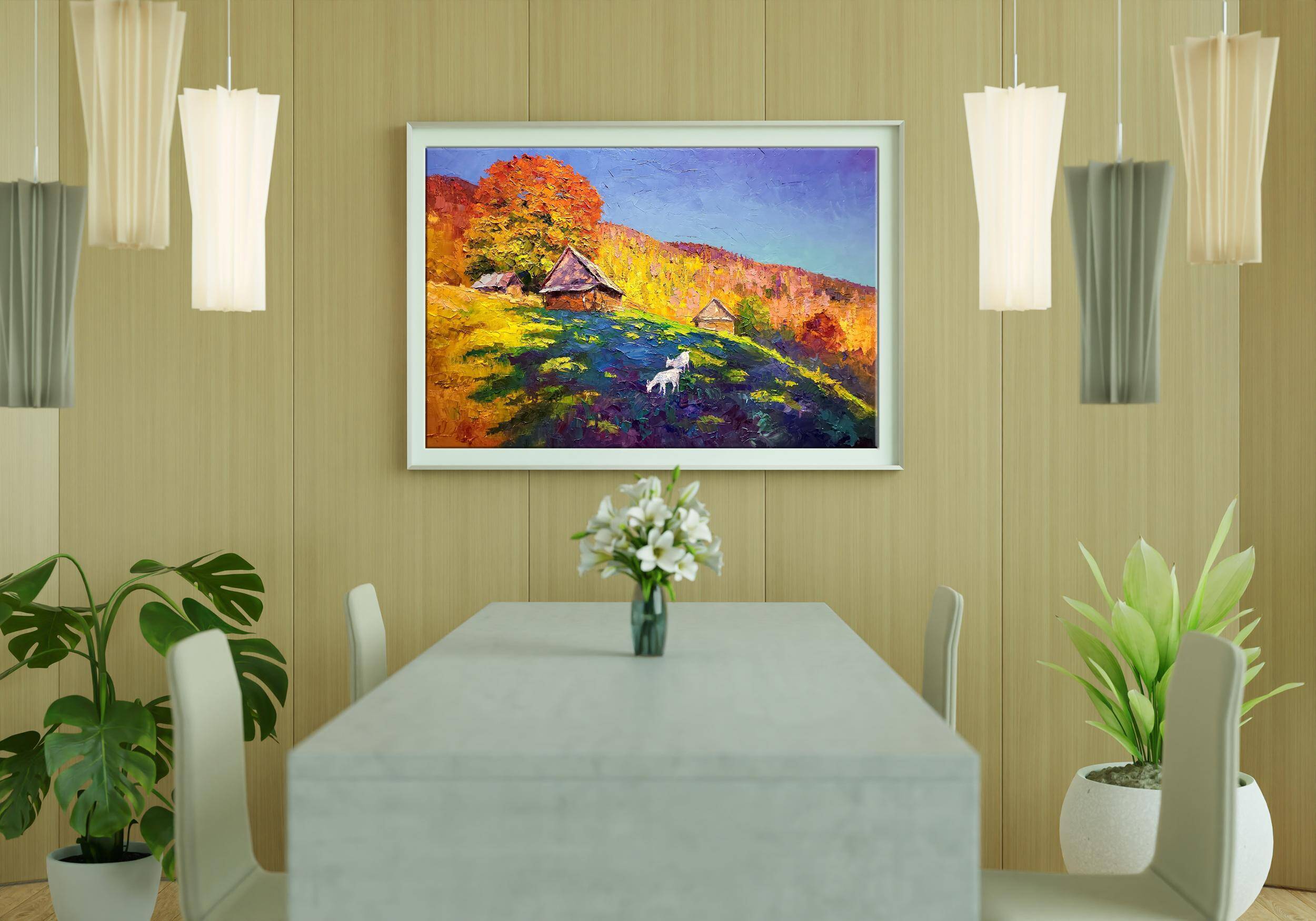 Peinture à l'huile "Rêvant des montagnes des Carpates en automne" par Boris Petrovich Serdyuk