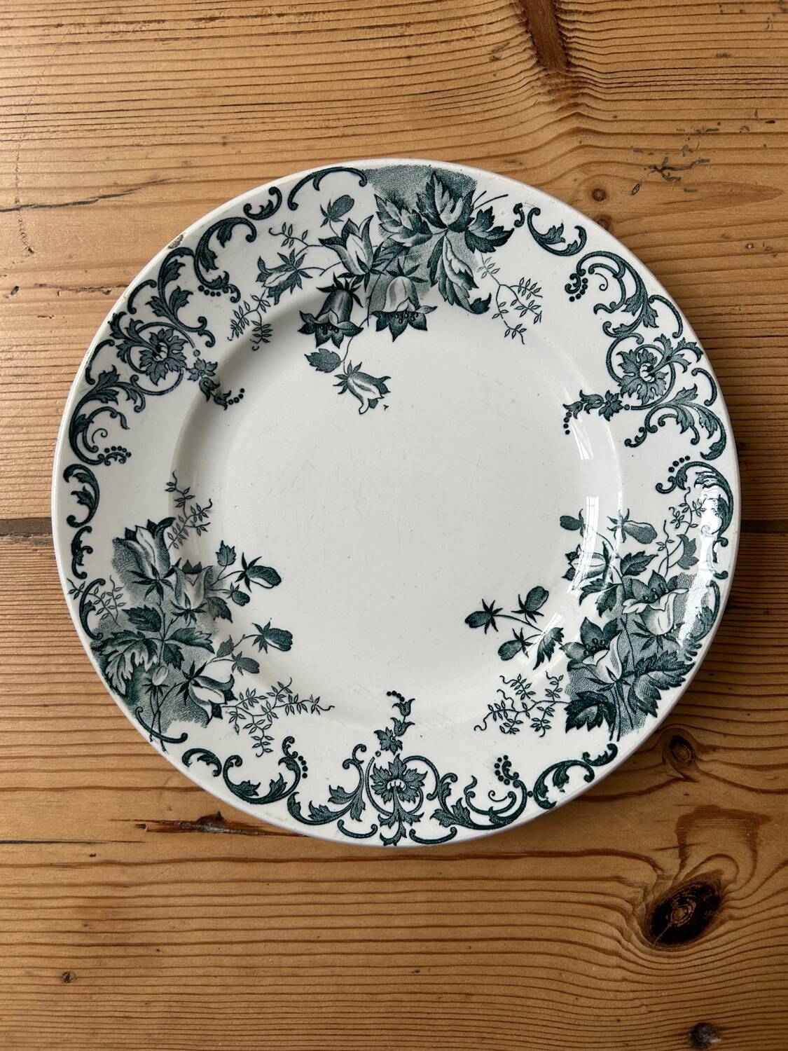 Set of 6 mismatched antique dinner plates