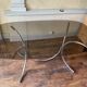 Living room table in smoked glass and vintage metal