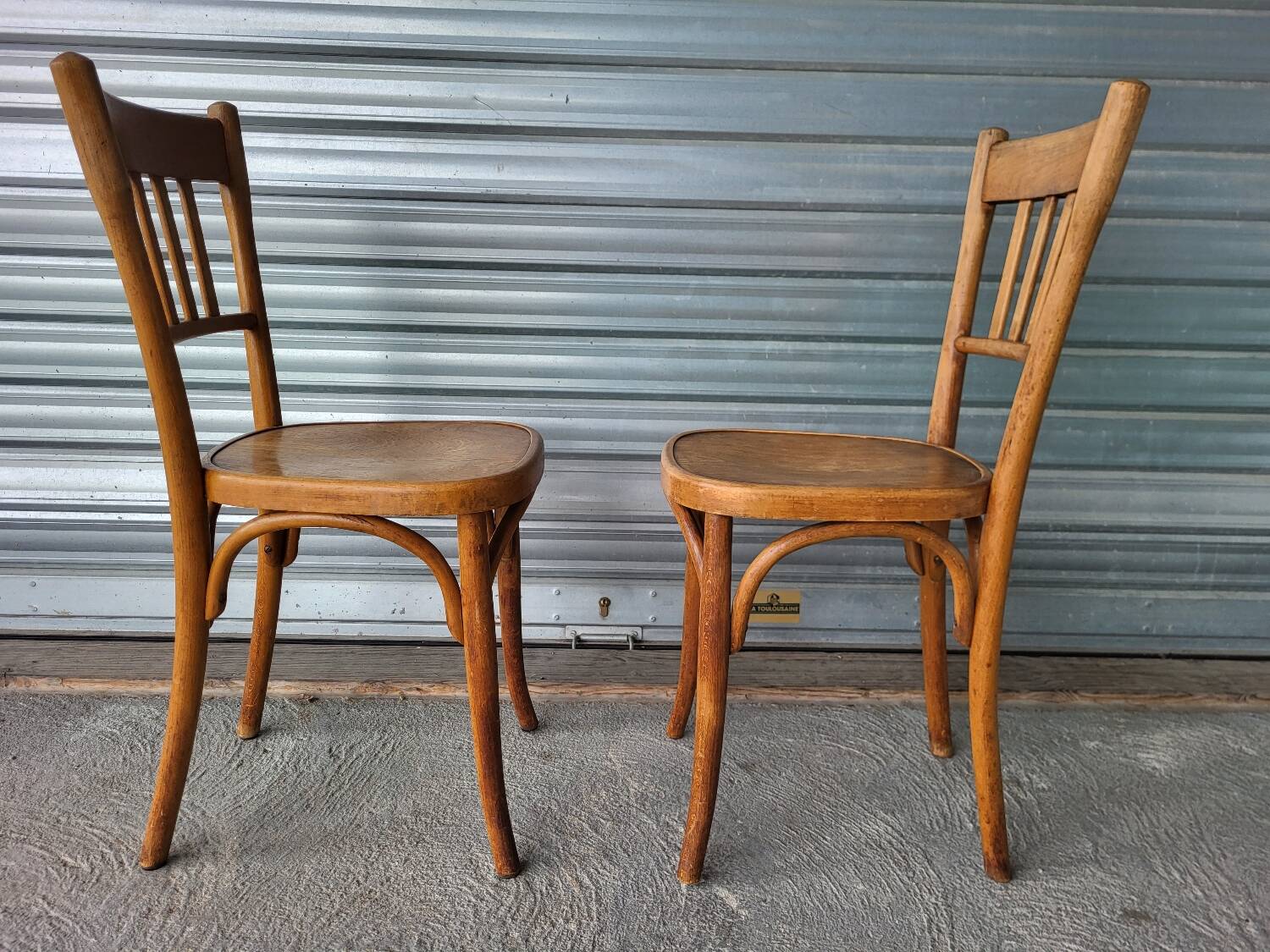 Pair of authentic antique Fischel Vintage bistro chairs
