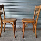 Paire d'authentiques anciennes chaises Bistrot signées Fischel Vintage
