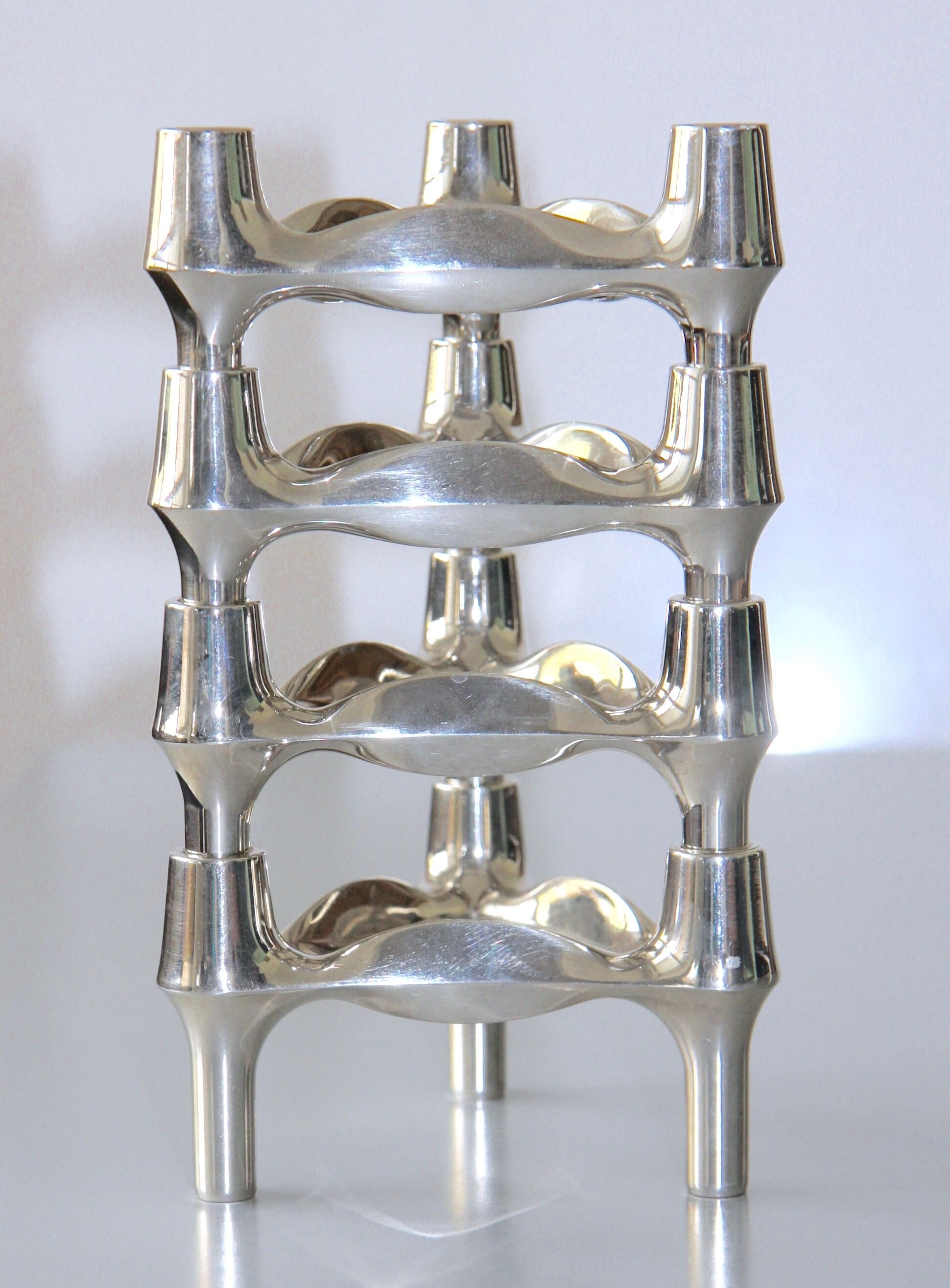 Set of 4 modular Nagel candlesticks from the 70s
