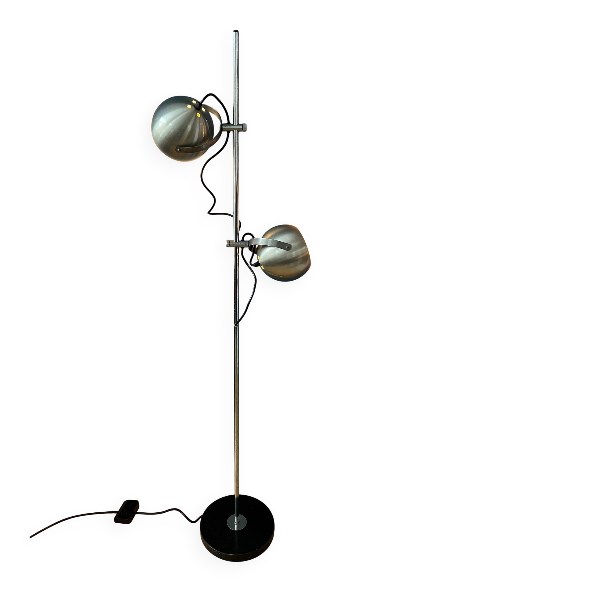 Mid-century vintage floor lamp Herda "Eyeball" in silver