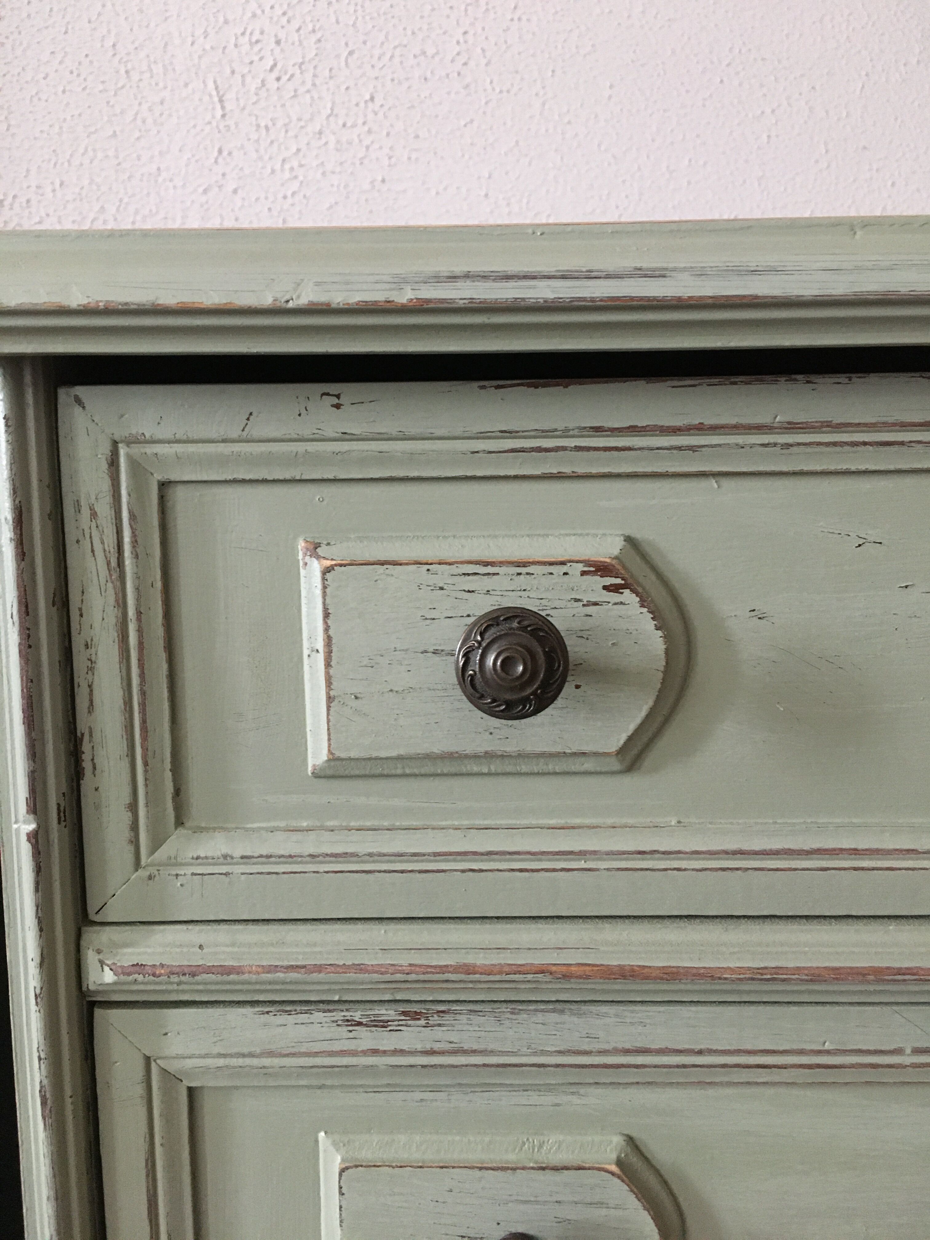 Sage green patina dresser
