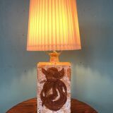 Danish Mid-Century Modern Pottery Table Lamp with Abstract Design 1975