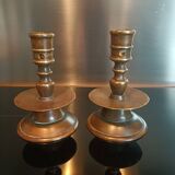 Pair of 17th century bronze candlesticks