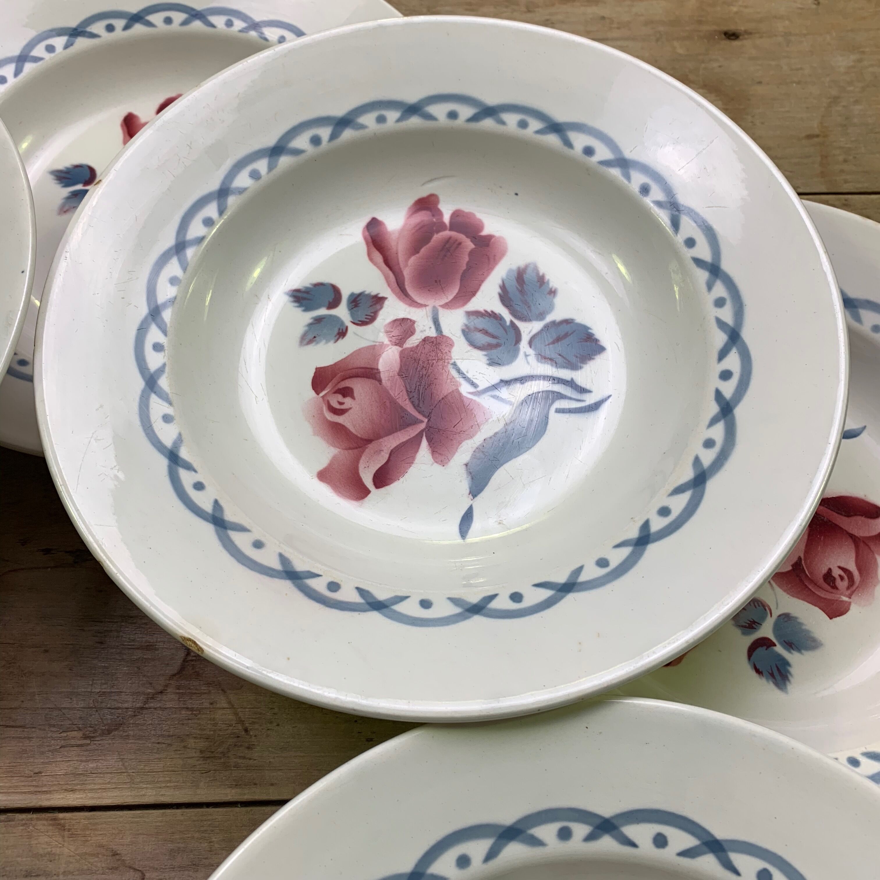 Lot de 10 assiettes creuses Digoin modèle Cannes