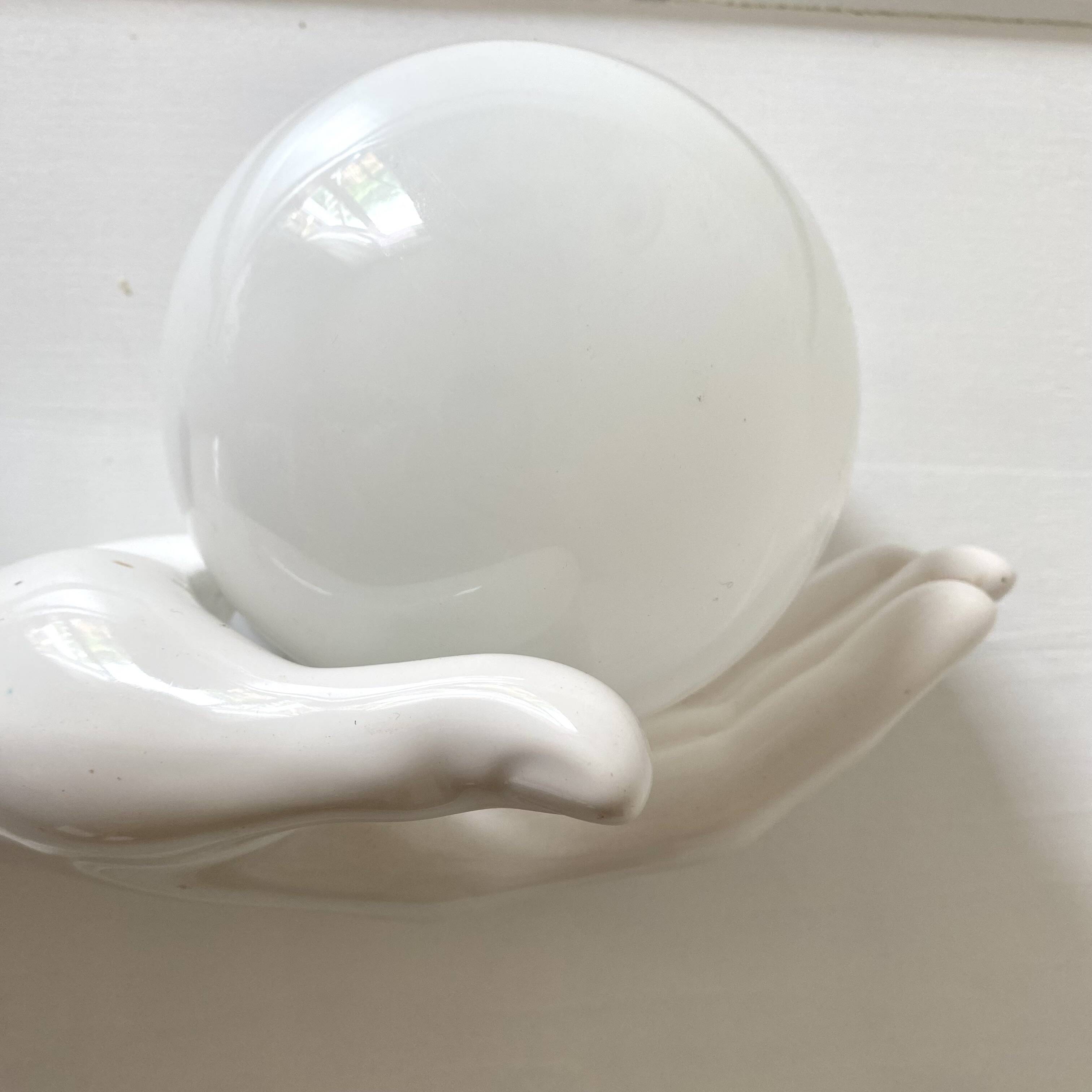 Ceramic and opaline women's hand wall light, 1970s
