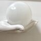 Ceramic and opaline women's hand wall light, 1970s