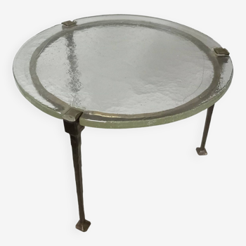 Coffeetable in bronce and crystalglass by Lothar Klute