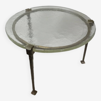 Table basse en bronze et cristal de Lothar Klute