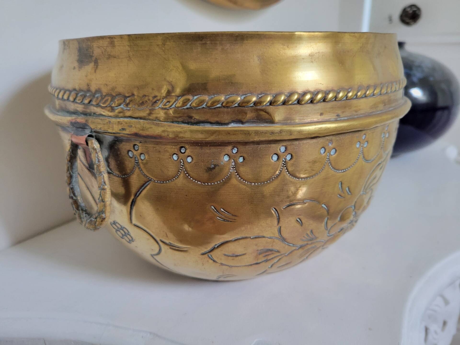 Cache-pot en laiton, fin 19ème