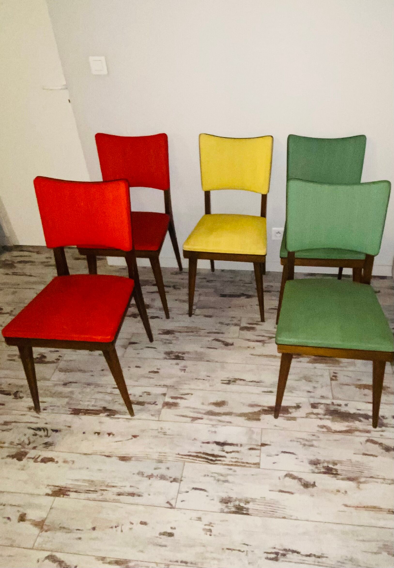 Suite of 5 vintage chair 50s