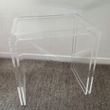 Duo of pull-out tables in plexiglass 70s