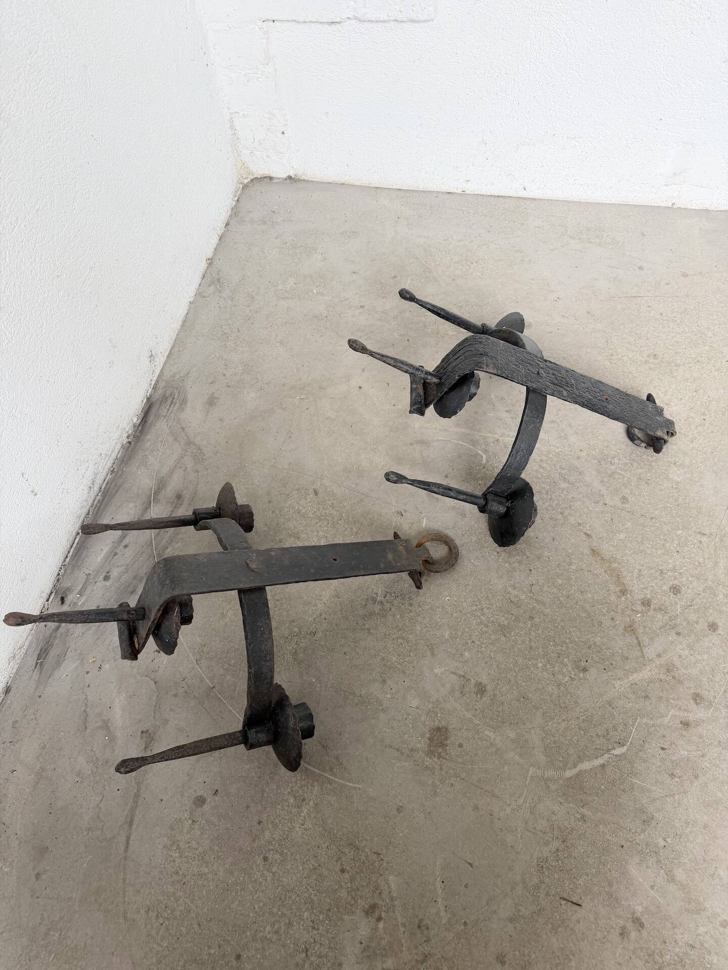 Wrought iron candle holders 1900 brutalist sconces