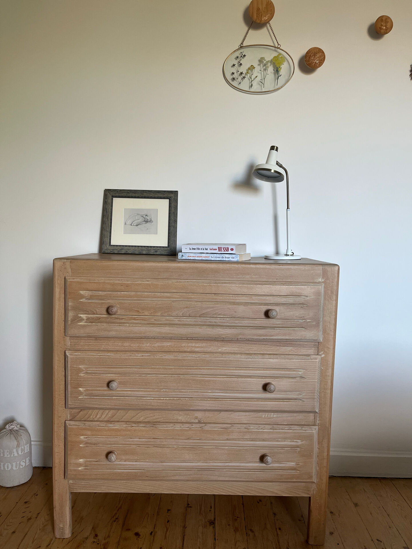 Vintage stripped solid pine chest of drawers