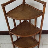 70s rattan corner shelf