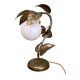 Vintage lamp with leaves in gilded brass and white opaline globe