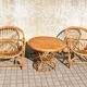 Vintage balcony garden furniture armchairs and table bamboo and rattan 1960