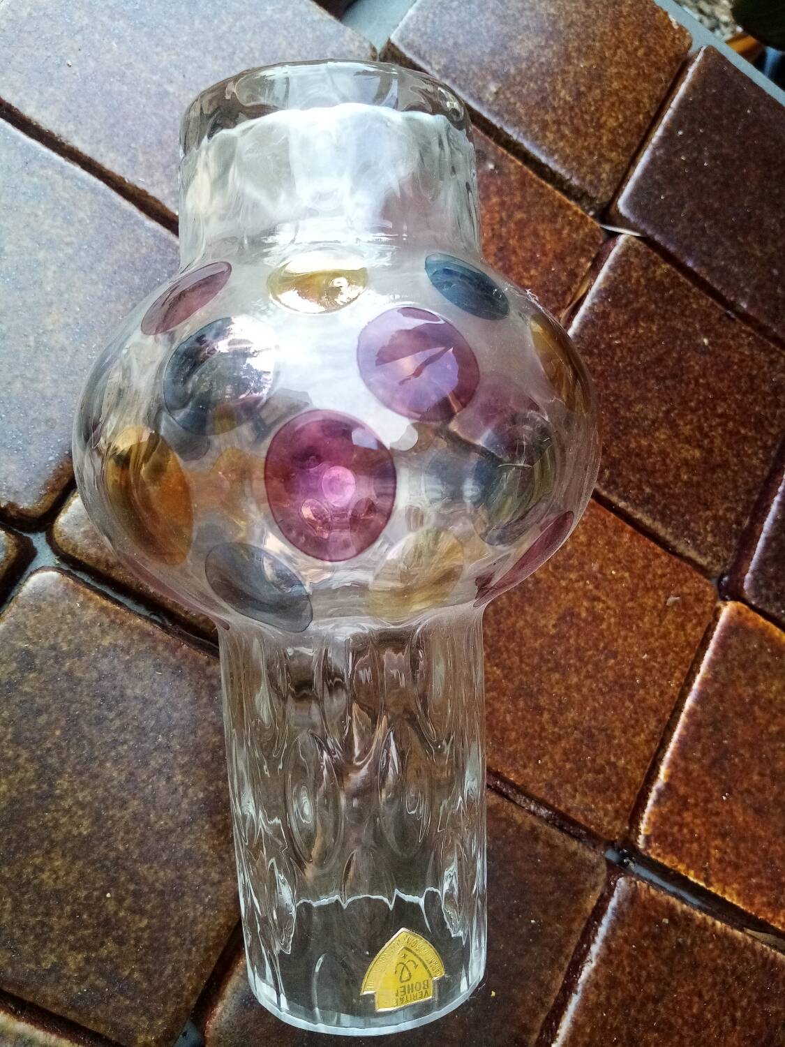 Bohemian crystal vase Czechoslovakia