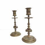 Pair of gilded bronze candle holders