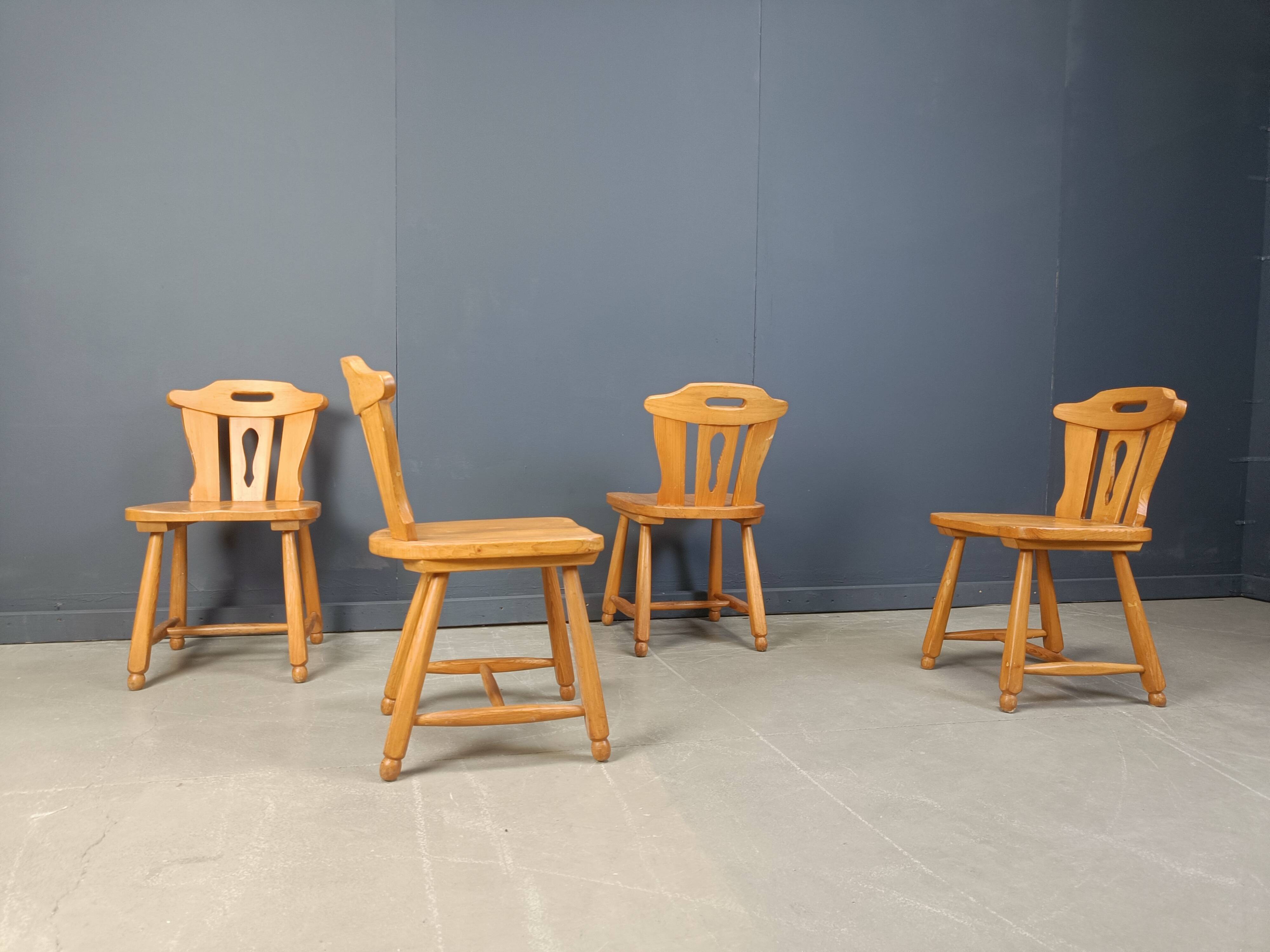 Mid century brutalist dining chairs, 1960s set of 4