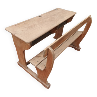 Double wooden school desk