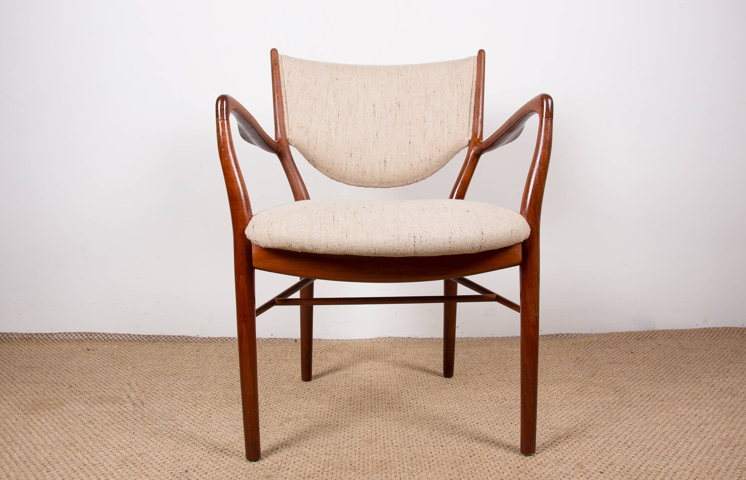 Danish teak and fabric armchair model BO-72, Finn Jhul for Bovirke 1946.