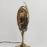 Lampe 1970 en laiton et agate attribuée à Willy Daro