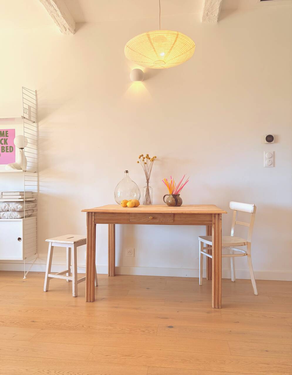 Art Deco sanded raw wood table