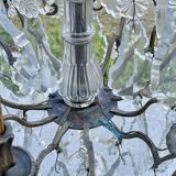6-light chandelier in bronze and cut crystal, work early 20th century