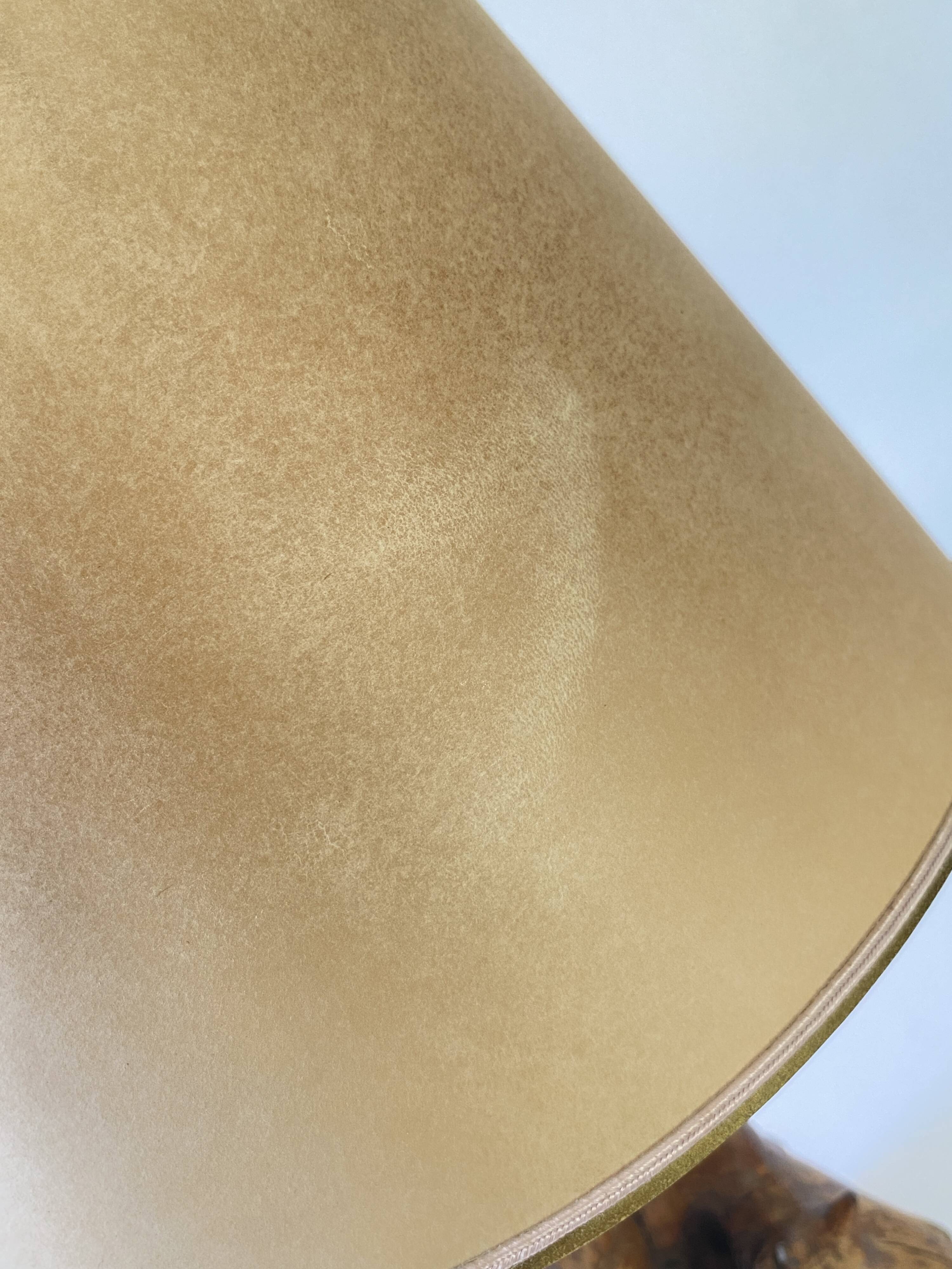 1950s wooden lamp, recent 2M fabric cable, tracing lampshade
