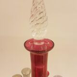 Service a liqueur en verre de couleur et ciselé