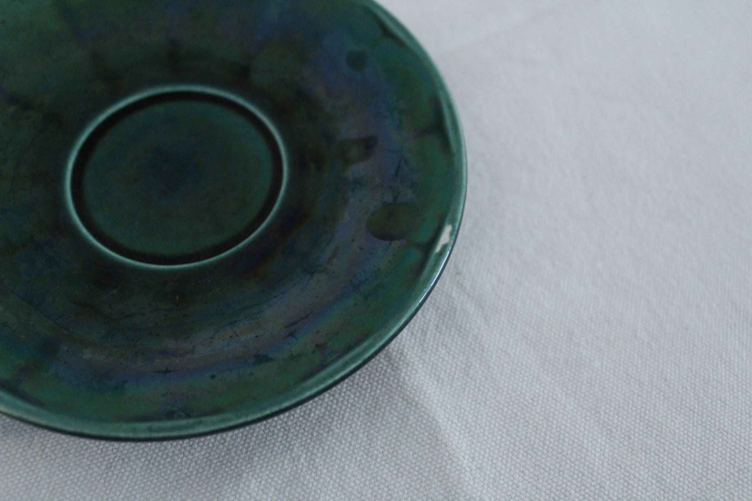 Set of 2 vintage green cups + saucers