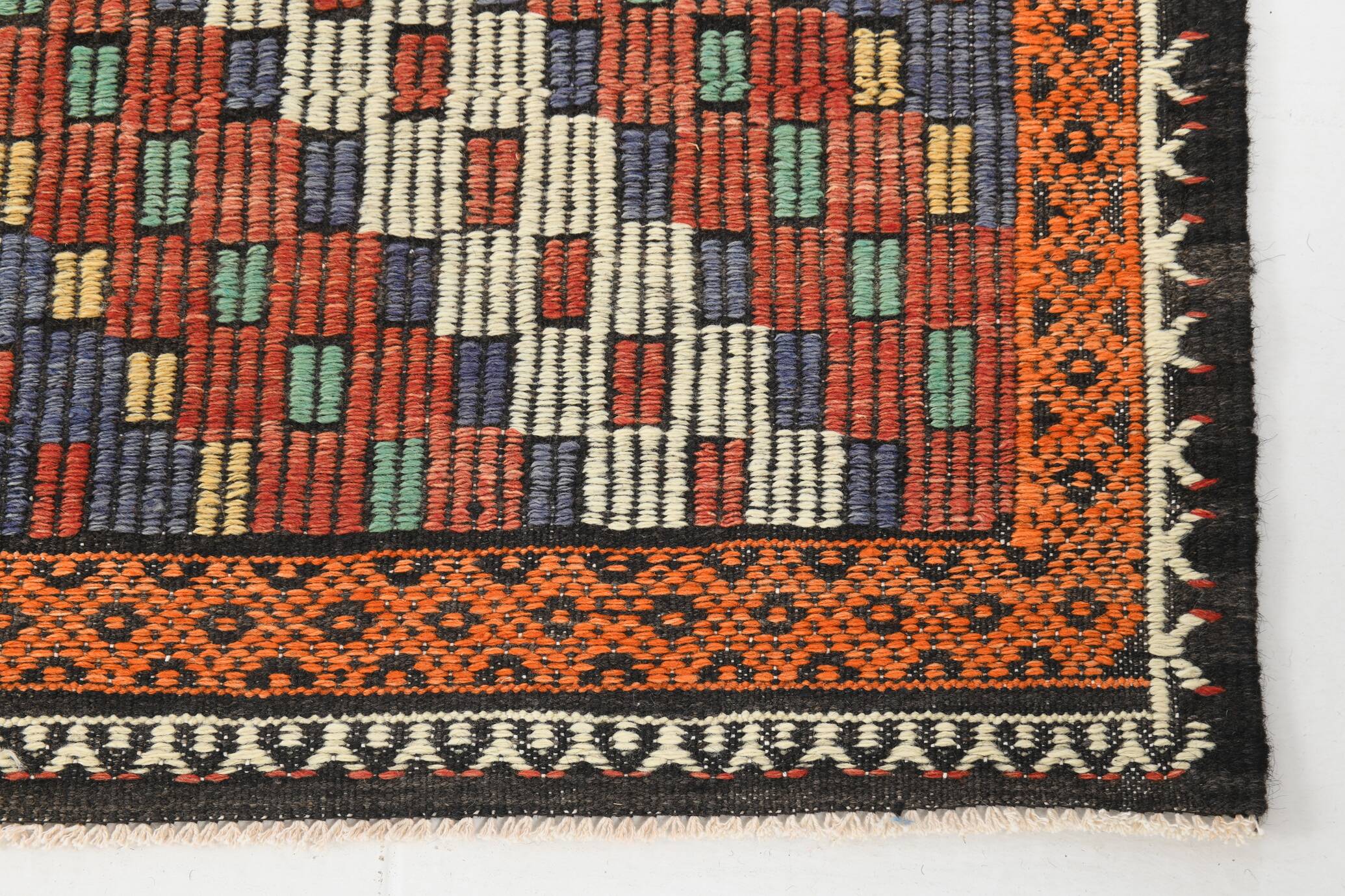 6x11 Mulicolor Living Room Rug, Vintage Wool Kilim Rug, 187x339Cm