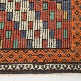 6x11 Mulicolor Living Room Rug, Vintage Wool Kilim Rug, 187x339Cm