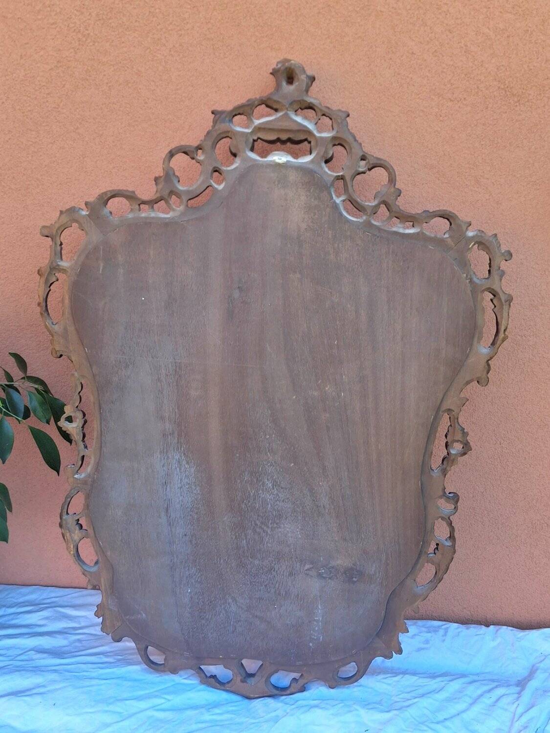 Large Louis XV wall mirror, carved wood, rocaille – 19th century