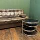 Table d’appoint vintage en verre fumé et chrome