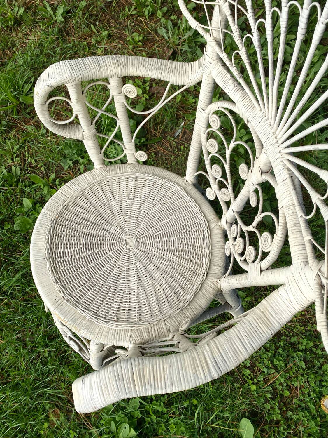 1960s peacock rattan armchair